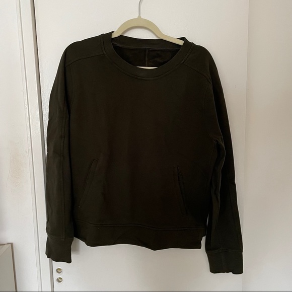 lululemon Press Pause Crew in Dark Olive, Size 12 - Picture 3 of 9